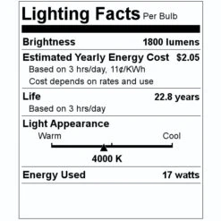 Maxlite LED Flood Light Bulb (94292) -Light Bulbs Shop 94292 Lighting Facts Labelmd